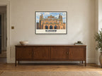 Kelvingrove Art Gallery, Glasgow Poster at A1, in a black frame, above a sideboard