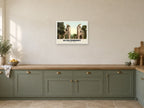 The Abbey, Glastonbury, 1890s Heritage Print at A2, in a white frame, in a kitchen