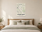 Golders Green Heritage Street Map Poster at A1, as a poster, above a bed