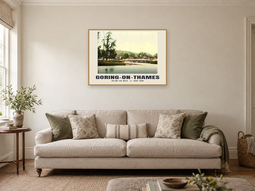 Below the weir, Goring-on-Thames, c. 1890–1900 Heritage Print at A1, in a natural wood frame, in a sitting room