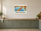 Goring-on-Thames Poster — Goring Lock at A1, in a white frame, in a kitchen