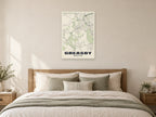 Greasby Street Map Poster at A1, as a poster, above a bed