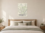 Gwersyllt Street Map Poster at A1, as a poster, above a bed