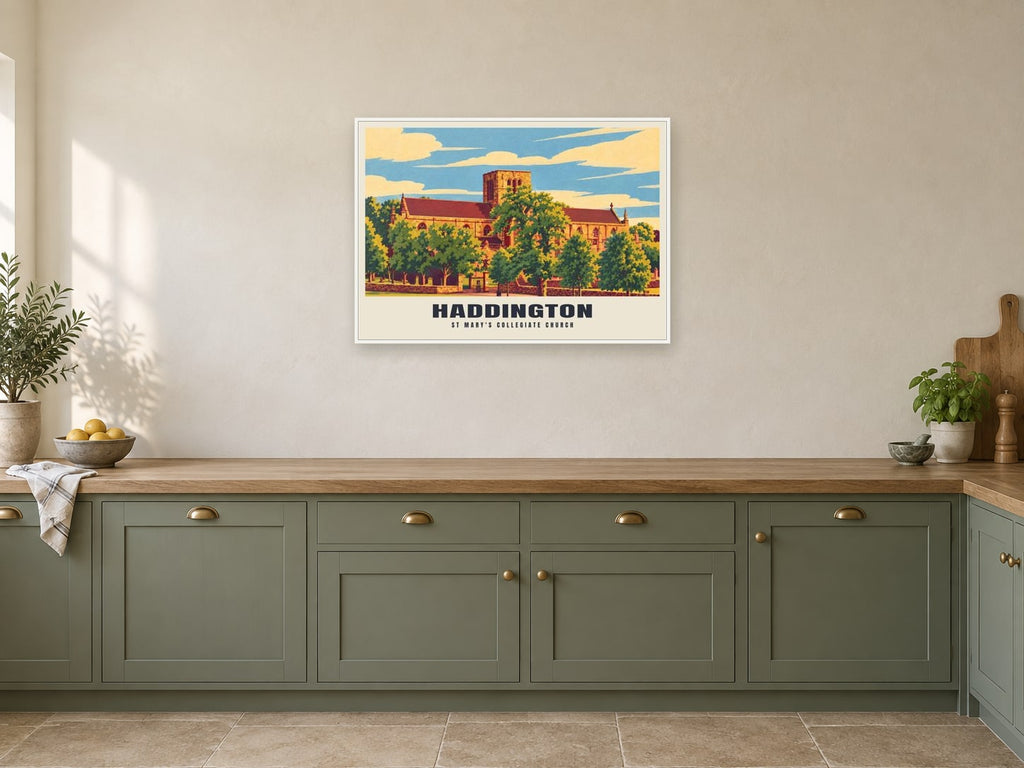 St Mary's Collegiate Church, Haddington Poster at A1, in a white frame, in a kitchen