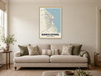 Hartlepool Street Map Poster at A1, in a natural wood frame, in a sitting room