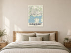 Havant Street Map Poster at A1, as a poster, above a bed