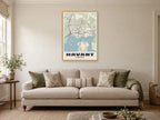 Havant Street Map Poster at A1, in a natural wood frame, in a sitting room