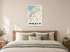 Hayle Street Map Poster at A1, as a poster, above a bed