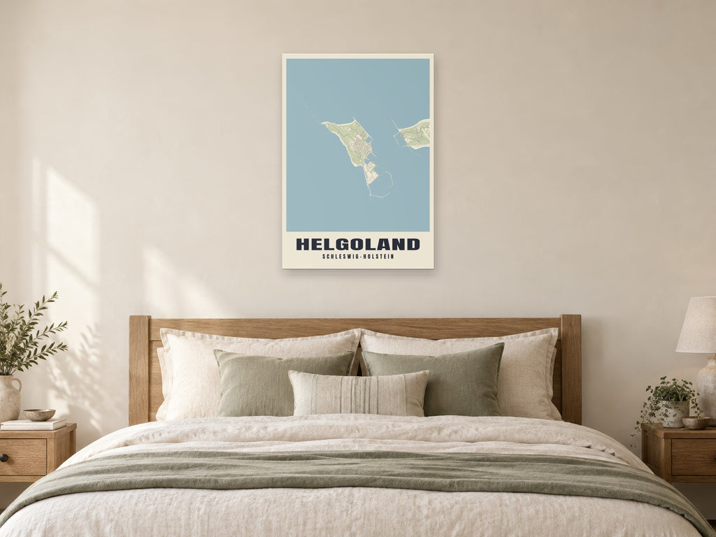 Helgoland Street Map Poster at A1, as a poster, above a bed
