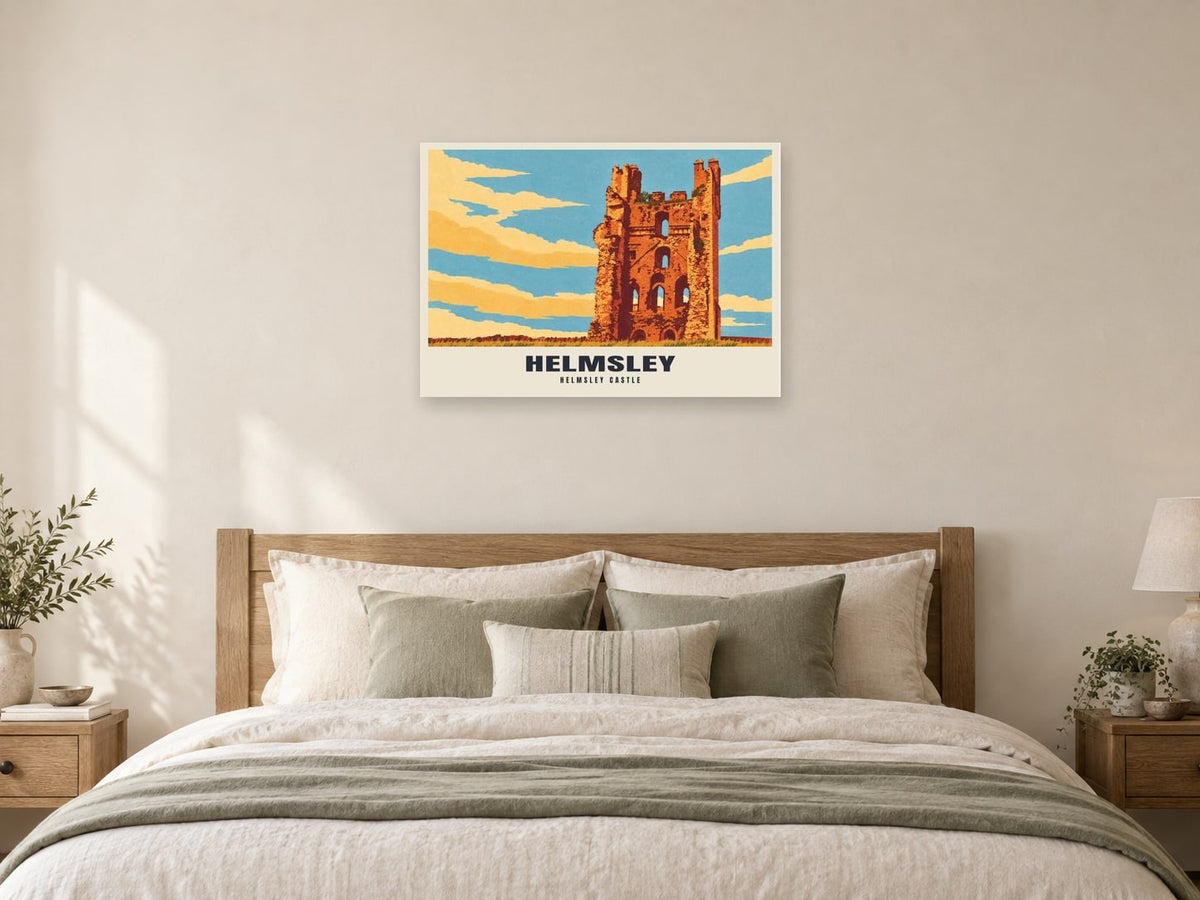 Helmsley Castle Poster at A1, as a poster, above a bed