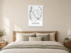Hendon Street Map Poster at A1, as a poster, above a bed
