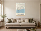 Hessle Street Map Poster at A1, in a natural wood frame, in a sitting room