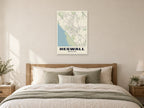 Heswall Street Map Poster at A1, as a poster, above a bed