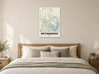 Heybridge Street Map Poster at A1, as a poster, above a bed