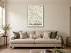 Hillingdon Heritage Street Map Poster at A1, in a natural wood frame, in a sitting room