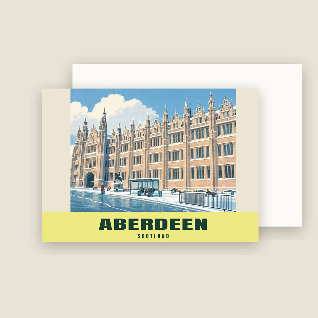Marischal College, Aberdeen winter Christmas card with its envelope