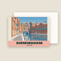 Gas Street Basin, Birmingham winter Christmas card with its envelope