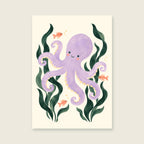 Octopus Garden children’s illustration in green, coral, lilac and yellow