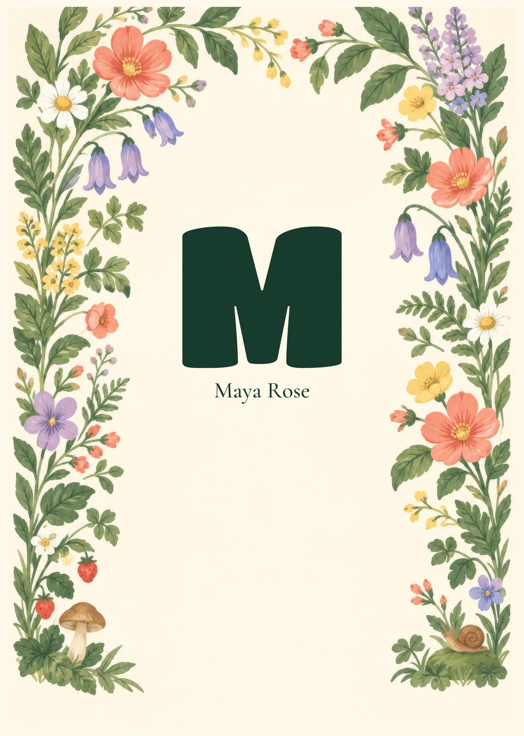 My First Initial personalised print — sample wording; enter your own details