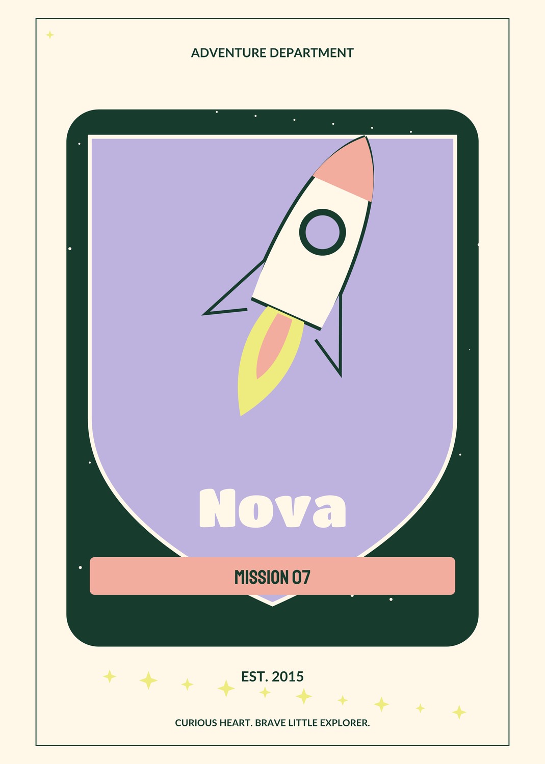 Mission Badge personalised print — sample wording; enter your own details