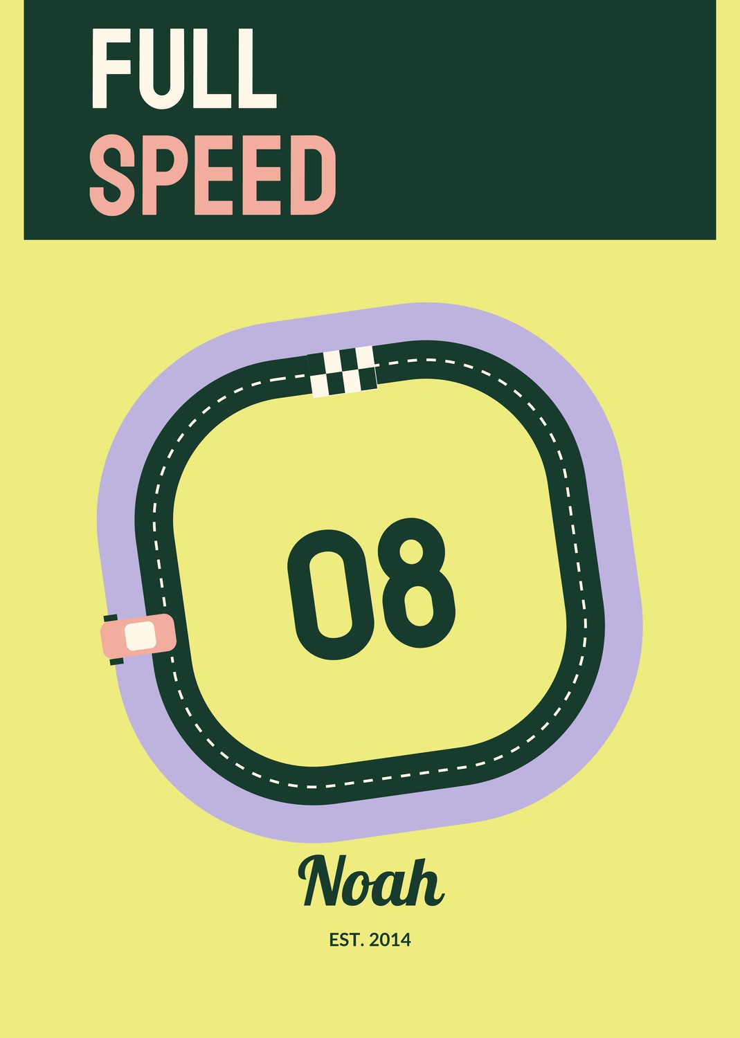 Full Speed personalised print — sample wording; enter your own details