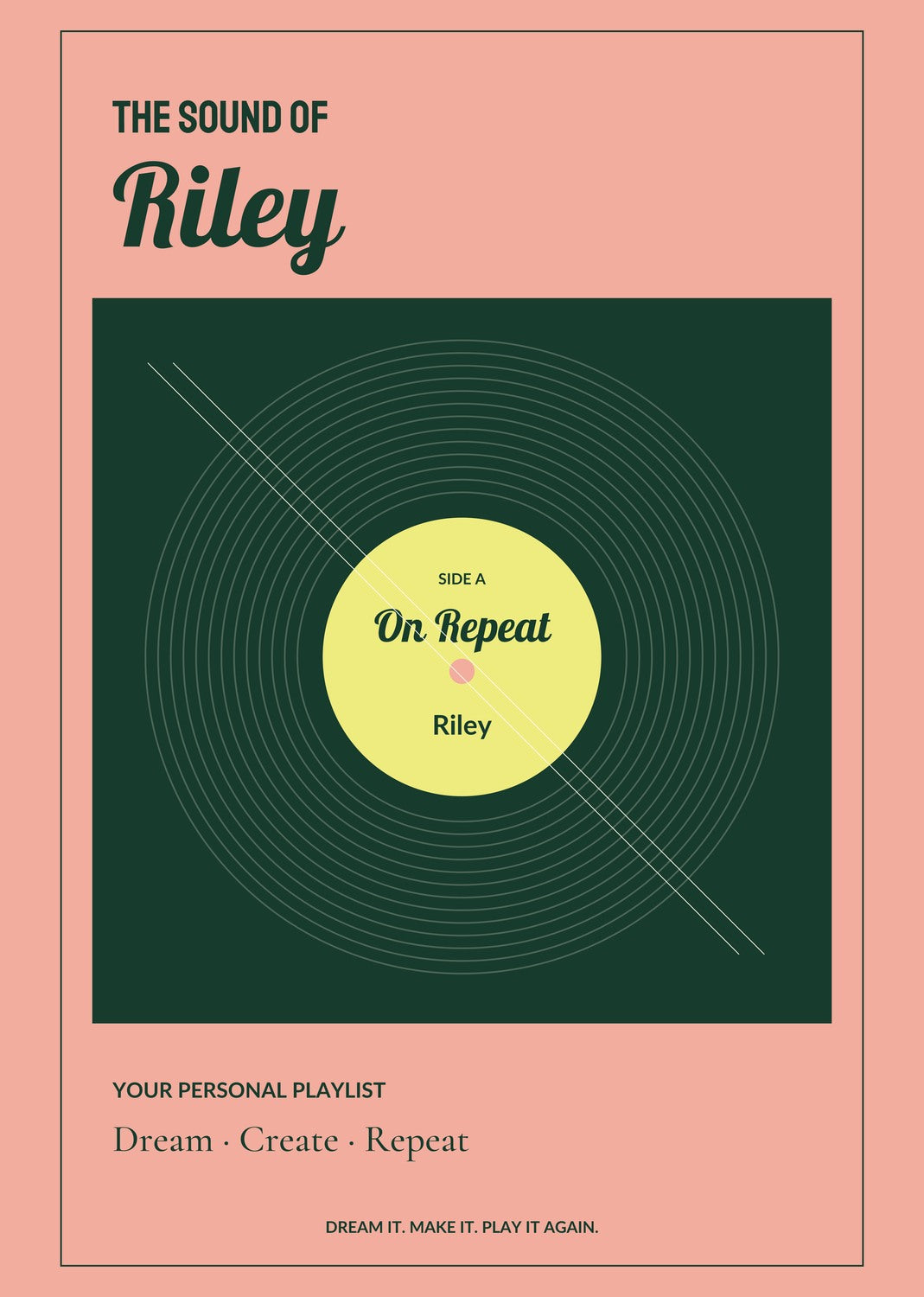 On Repeat personalised print — sample wording; enter your own details