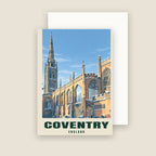 Coventry Cathedral winter Christmas card with its envelope