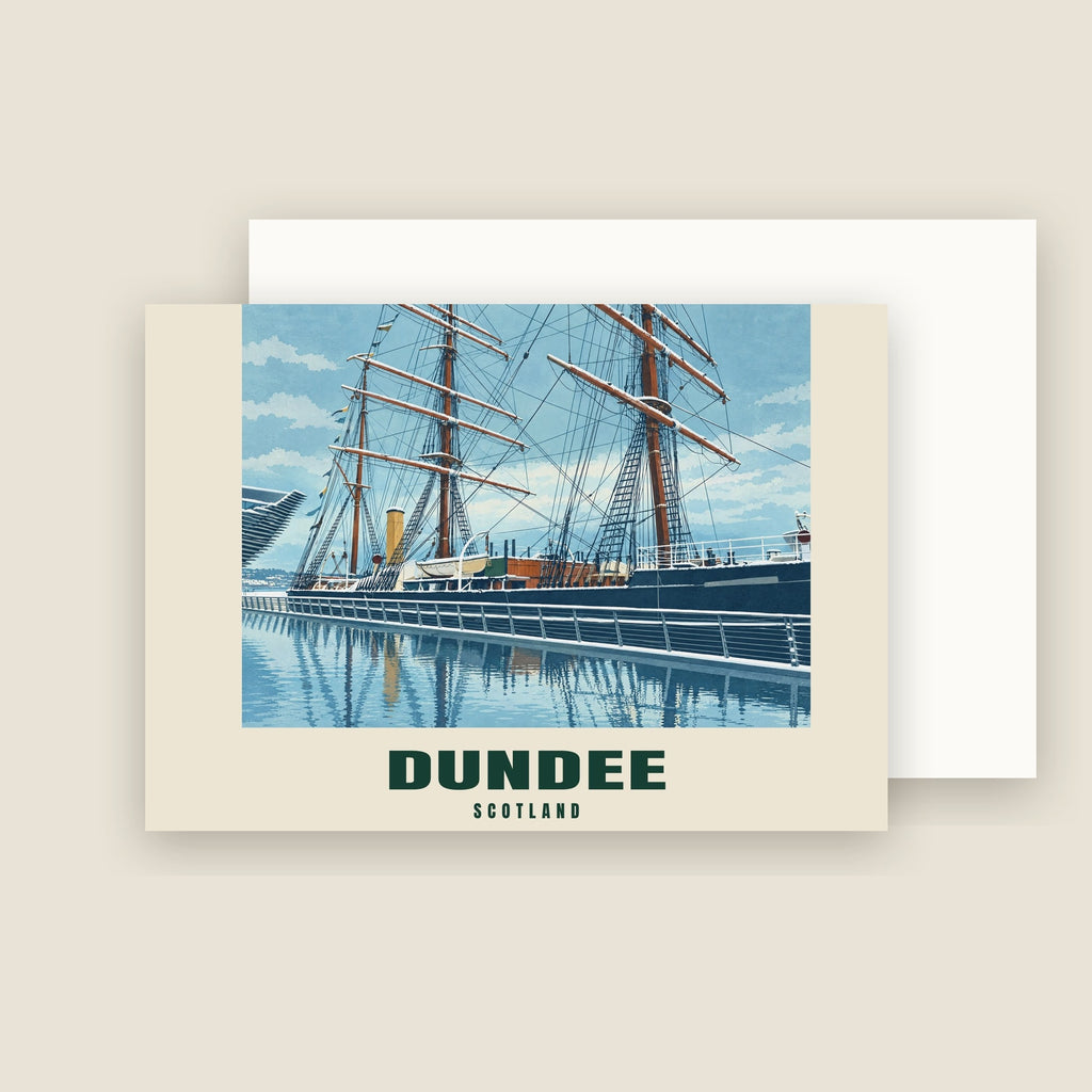 RRS Discovery, Dundee winter Christmas card with its envelope