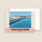 Folkestone Harbour winter Christmas card with its envelope