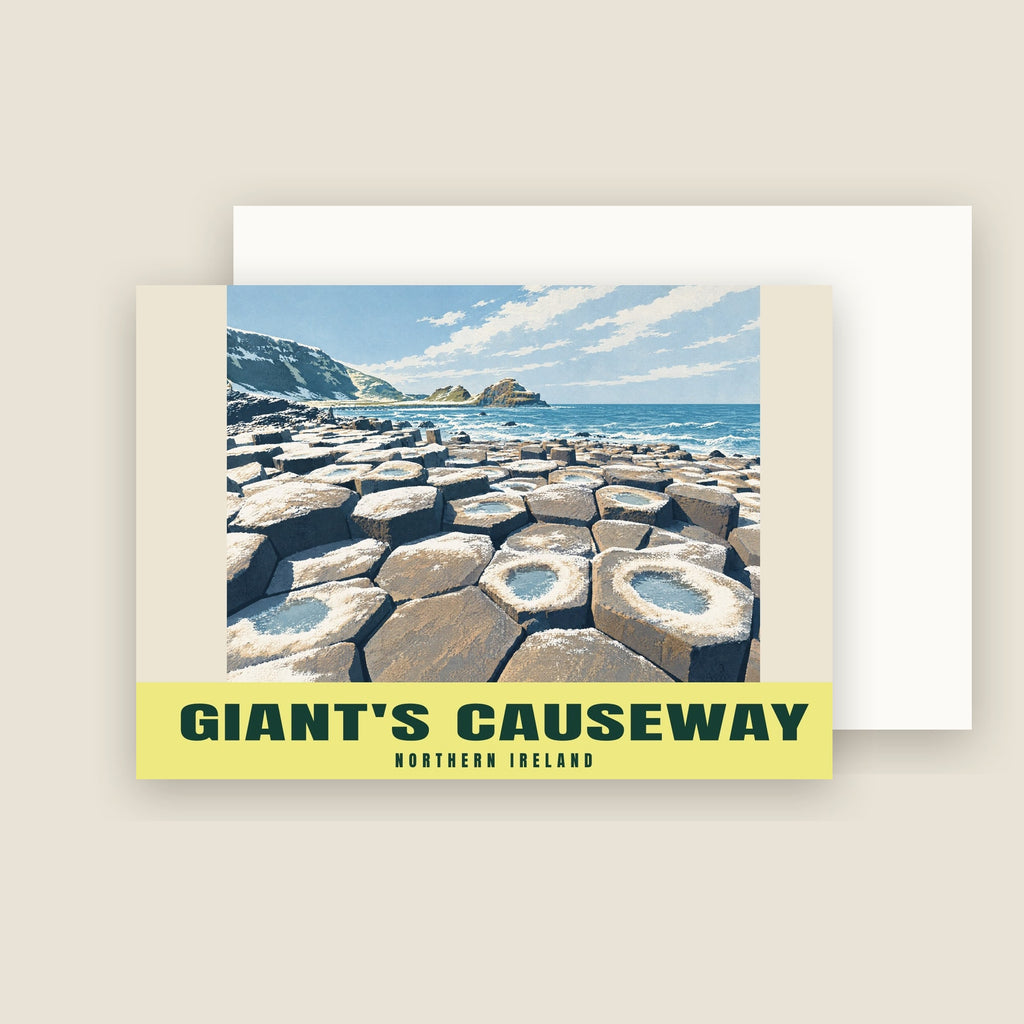 Giant's Causeway winter Christmas card with its envelope