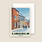Steep Hill, Lincoln winter Christmas card with its envelope