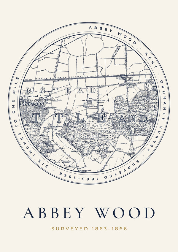Abbey Wood in 1866 Old Map Print — Roundel