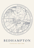 Bedhampton old Ordnance Survey map print, surveyed 1859–1866, Roundel design