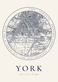 York old Ordnance Survey map print, surveyed 1846–1851, Roundel design