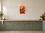 Beans and Spoon — A2 artwork shown in a room with a natural wood frame; select a framed finish to include a frame
