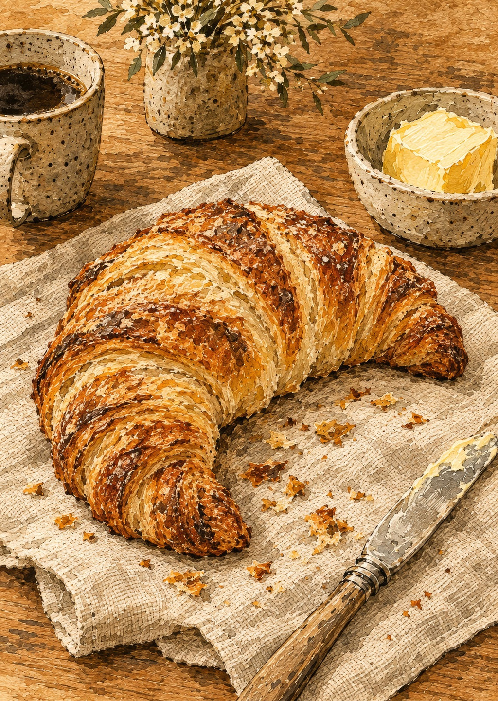 Croissant in Crumbs — artwork detail