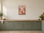 Room for Another Cup — A2 artwork shown in a room with a natural wood frame; select a framed finish to include a frame