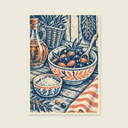 Sea Salt and Olives — Linocut-inspired illustration kitchen art print