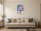 The Very Important Rubber Duck — A2 artwork shown in a room with a natural wood frame; select a framed finish to include a frame