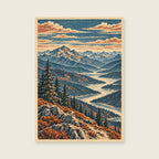 Valley Before Sunrise — Modern landscape woodcut home office art print