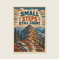 Small Steps Still Count — Modern landscape woodcut home office art print