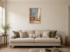 Work Well Rest Properly — A2 artwork shown in a room with a natural wood frame; select a framed finish to include a frame
