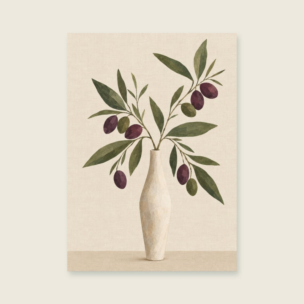 Magnolia in a Tall Vase — Sculptural botanical collage living room art print