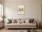 Wildflowers in the Wide Bowl — A2 artwork shown in a room with a natural wood frame; select a framed finish to include a frame