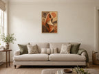 Ochre Fold — A2 artwork shown in a room with a natural wood frame; select a framed finish to include a frame
