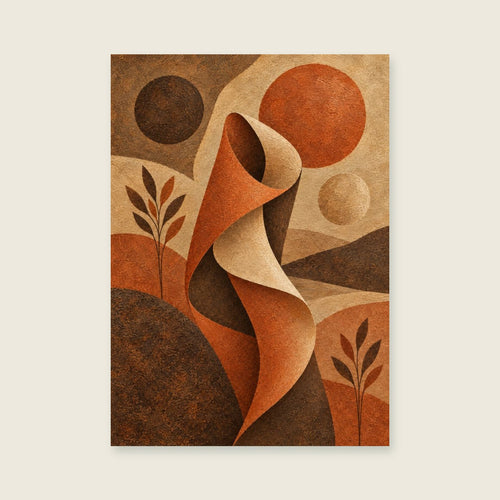 Clay Circles in Conversation — Textured abstract painting living room art print