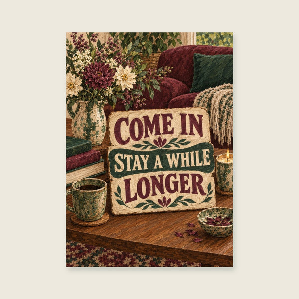 Come in Stay a While Longer Art Print