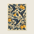 Swallows Across the Orchard — Decorative folk illustration living room art print