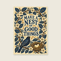 Make a Nest of Good Things — Decorative folk illustration living room art print