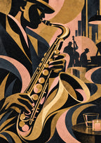 Saxophone in Shadow — artwork detail
